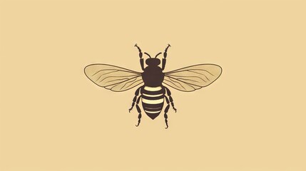  a bee on a yellow background with a black outline on the front of it's body and a black outline on the back of the front of the bum.  generative ai