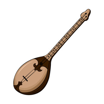 Dombyra Kazakh traditional folk musiacal instrument. Vector illustration