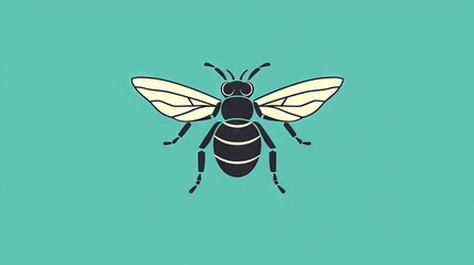  a black and white insect on a blue background with a shadow of a bug on the back of the insect's body and wings.  generative ai