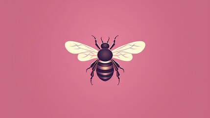  a bee on a pink background with a black and white bee on it's back side, with a light pink background and a black and white bee on its back side.  generative ai