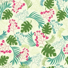 Gordijnen Tropical leaf abstract seamless pattern design. © Never Look Back