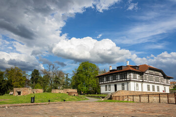 Cultural monument protection institute at the Kalemegdan fortress in belgrade, Serbia, cloudy sky background