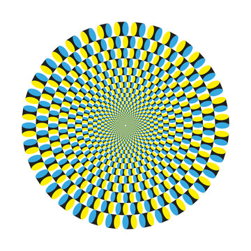 Optical illusion seamless pattern. Moving visual hypnotic optic art. Vector illustration. Decorative hippie style, hallucination, psilocybin. 60s, 70s