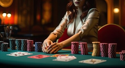 Banner of Female At Casino Table Background Generative AI