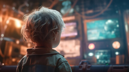 A Realistic Close-Up of a Child Exploring a Futuristic World. - Generative AI, Generatieve, AI