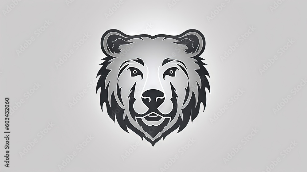 Poster a bear's head is shown on a gray background with a shadow of the bear's head on the left side of the
