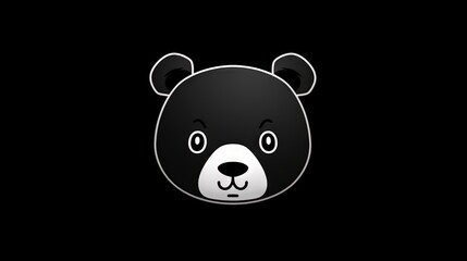  a black and white bear face on a black background with a black background and a black background with a white bear face and a black background with a.  generative ai