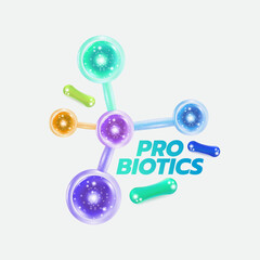 Probiotic Foods Good Bacteria Vector illustration. 