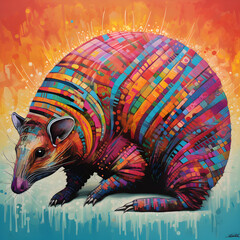 Colorful painting of a armadillo