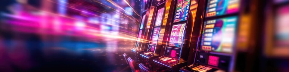Banner Of Colorful Slot Machines Background Generative AI
