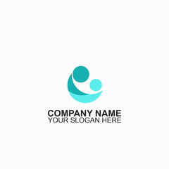 Simple shape Mother holding Child baby Logo design vector template. Medicine Clinic Care Charity Fund Logotype concept icon.