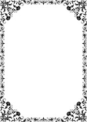 Decorative black rectangular framework. Floral corners.