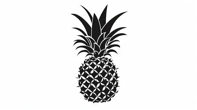  a black and white drawing of a pineapple on a white background with the words pineapple written in the center of the pineapple.  generative ai