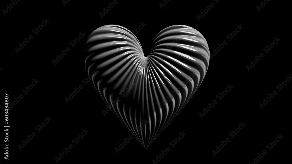 Poster a black and white photo of a heart shaped object in the middle of a dark background with a black bac