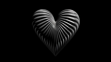  a black and white photo of a heart shaped object in the middle of a dark background with a black background to the left of the heart.  generative ai