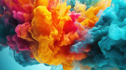 Obraz premium Ink Kaleidoscope: Abstract Symphony of Colourful Ripples. Generative AI