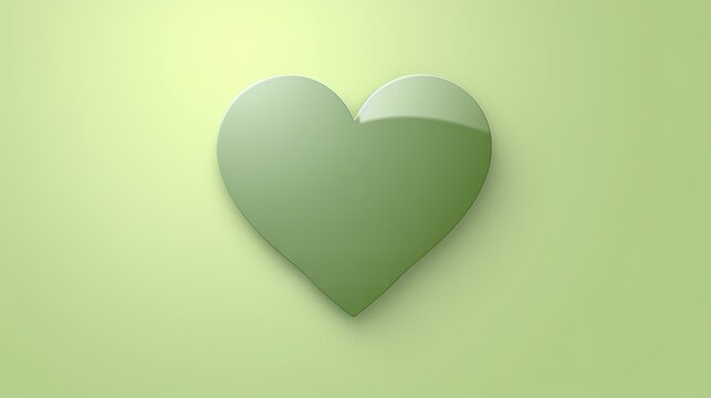  a green heart shaped object on a green background with a shadow of the heart on the left side of the image and a shadow of the right side of the heart on the right side.  generative ai