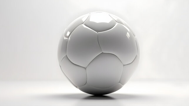 Isolated Soccer Ball on plain white background. White Football reminiscent of World Cup or Sports