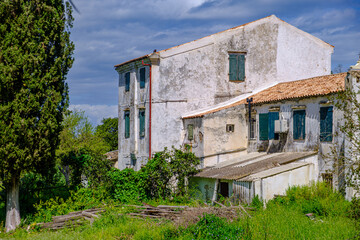 Old houses in classical style in Corfu Town, Greece