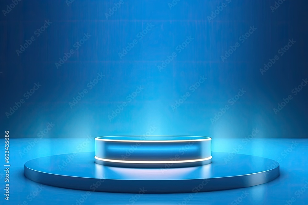 Aufkleber blue glowing product display background with copyspace generative ai