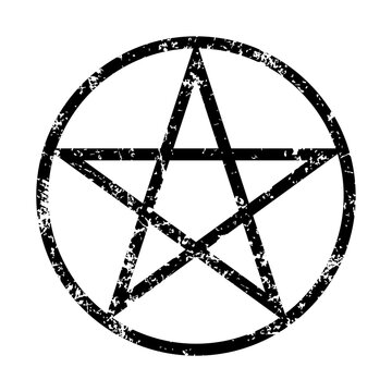 Pentagram symbol. Grunge texture. Religion icon sign. Vector illustration image.