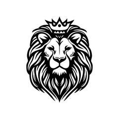 Fototapeta na wymiar Tattoo style lion head illustrative line art logo template