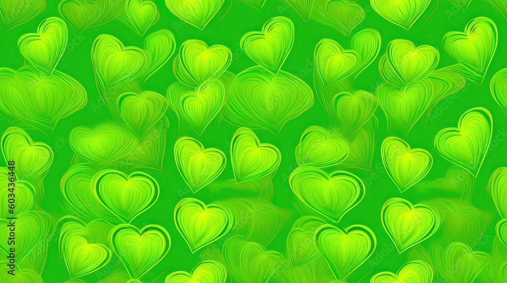 Aufkleber a green background with many hearts in the shape of a heart on a green background with lots of small