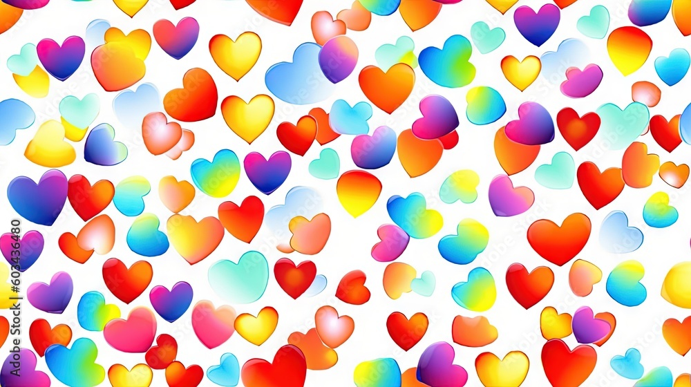 Poster a lot of hearts that are all different colors of the same color and size on a white background with 