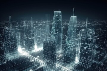 Fototapeta na wymiar smart city, digital city, created with AI, AI, generative AI