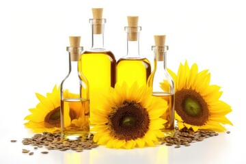 Sunflower oil for cooking on white background. Generative Ai