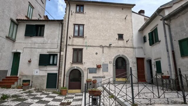 The medieval architecture of Capracotta, a village in the mountains of Molise in Italy.