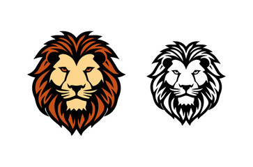 Lion head tattoo style illustration logo symbol iconic template