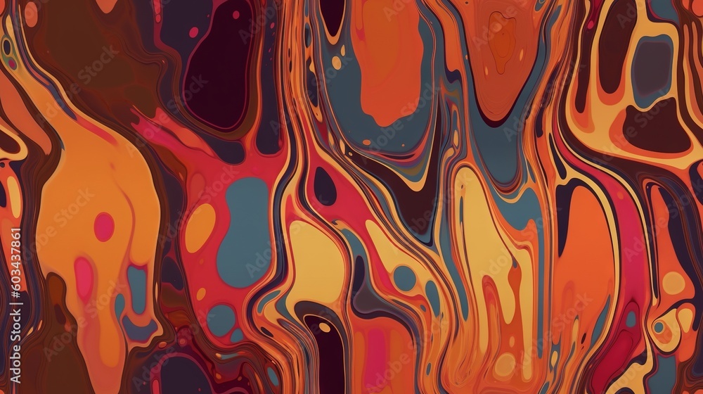 Poster an abstract painting of multicolored paint on a white background with a black background and a red, 