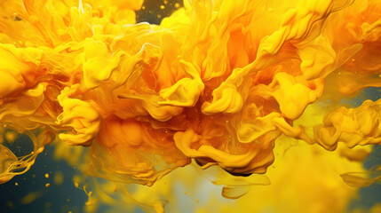 Radiant Ripples: A Captivating Yellow Ink Abstraction. Generative AI