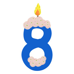 Birthday candle number eight 
