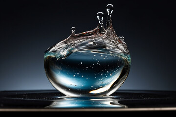 High-speed photograph capturing a water droplet frozen in mid-air, illustrating the principles of fluid dynamics Generative AI