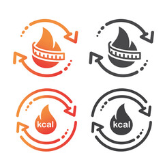 Burn calories line icon. Metabolic processes icon, synthesis calorie energy, fire with arrows rotation.