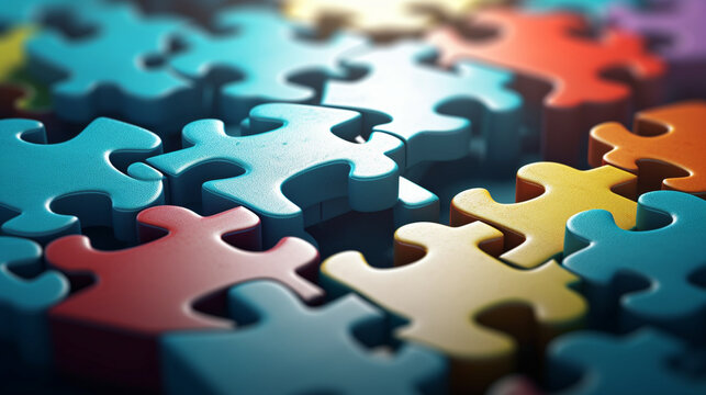 A series of interconnected puzzle pieces forming a cohesive network, representing collaboration and teamwork Generative AI