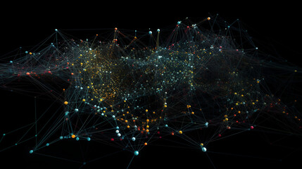 A matrix of interconnected data points forming a complex network visualization Generative AI