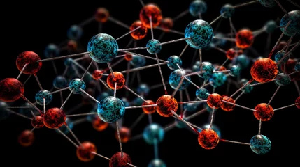 Foto op Canvas A network of interconnected molecules, illustrating chemical interactions at a microscopic level Generative AI © Denis Yevtekhov