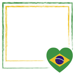 Fototapeta na wymiar I love Brazil frame with national flag and heart. Vector illustration with empty space for text, travel diary, thoughts, memories, personal journals, feelings, card, or social media.