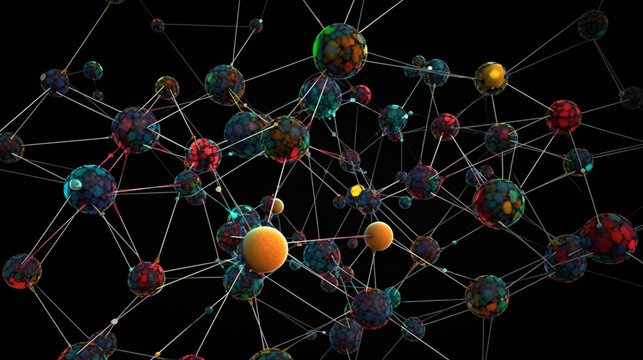 A network of interconnected molecules, illustrating chemical interactions at a microscopic level Generative AI