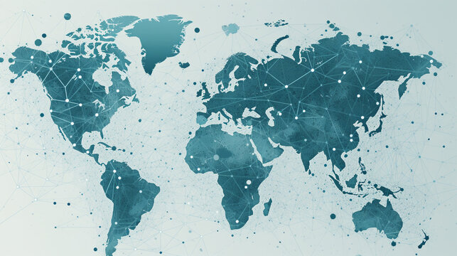 A map of interconnected islands represented by dots, symbolizing an archipelago network Generative AI