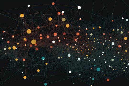 A clean and straightforward network visualization characterized by interconnected dots Generative AI