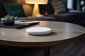 Obraz na płótnie Canvas A simple and elegant composition of a wireless charging pad with a clean and uncluttered design Generative AI