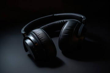 Fototapeta na wymiar A clean and minimalistic photograph of sleek over-ear headphones on a plain background Generative AI