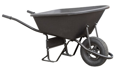 Garden metal wheelbarrow cart isolated on white