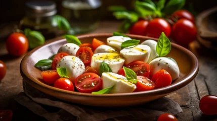 Foto op Aluminium Mediterrane Köstlichkeit: Frischer Caprese Salat mit Mozzarella © PhotoArtBC