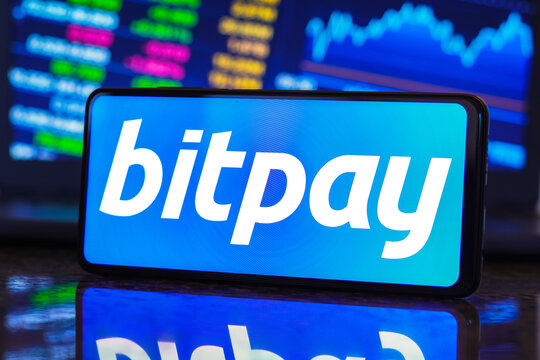 May 17, 2023, Brazil. In this photo illustration, the BitPay logo is displayed on a smartphone screen.