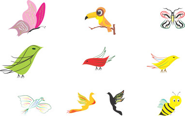 ANIMAIS, BORBOLETA, TUCANO, PÁSSARO, ABELHA, BEIJA-FLOR